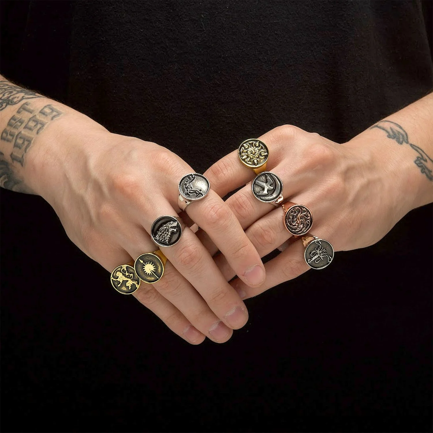 Set De Anillos Juego De Tronos Escudo Casas 1